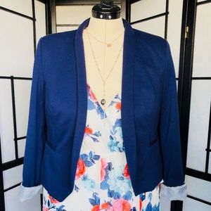 Kenar Navy Blue Pleated Casual Blazer